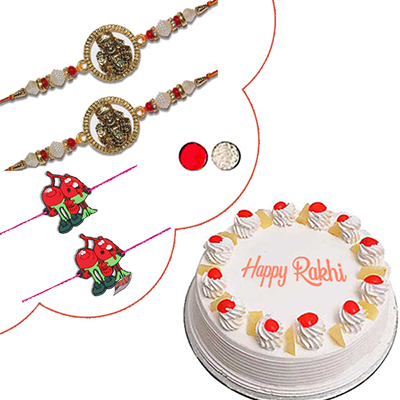 "Rakhi - KID-7170 - (2 RAKHIS),Rakhi - ZR-5030 A- (2 RAKHIS), cake-1kg - Click here to View more details about this Product